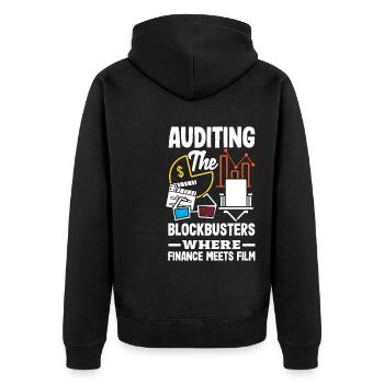 Auditing Blockbusters Where Finance Meets Film - Unisex Premium Bio Zip Hoodie - Schwarz - Hinten - Nico (187cm)