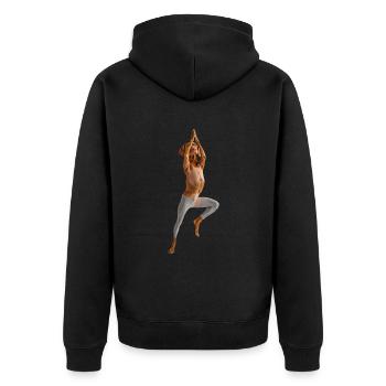 Vizsla - Unisex Premium Bio Zip Hoodie - Schwarz - Hinten - Nico (187cm)