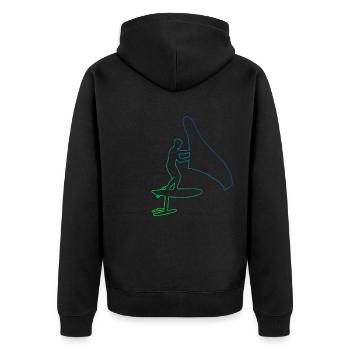 foilwing wingsurf men hydrofoil wingsurfing - Unisex Premium Organic Zip Hoodie - black - Back - Nico (187cm)