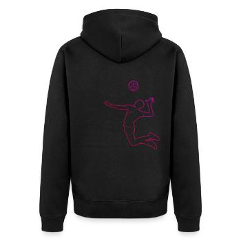 Damen Volleyballer Herren Volleyballspielen - Unisex Premium Bio Zip Hoodie - Schwarz - Hinten - Nico (187cm)