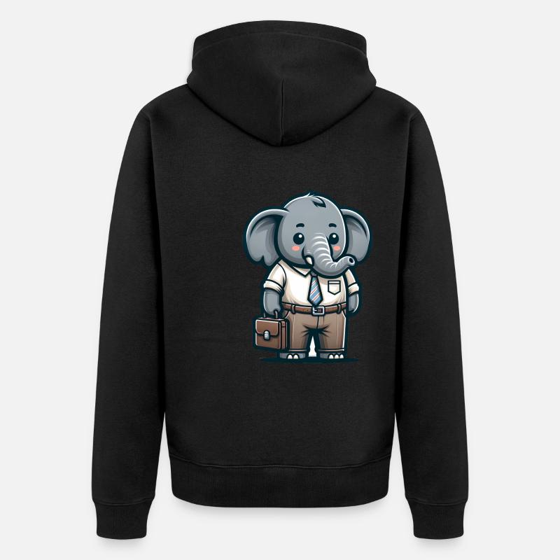 Professeur d’éléphant mignon - Veste à capuche bio Premium Unisexe - noir