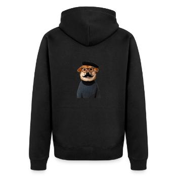 shiba inu dog funny style beard and glasses - Unisex Premium Organic Zip Hoodie - black - Back - Nico (187cm)