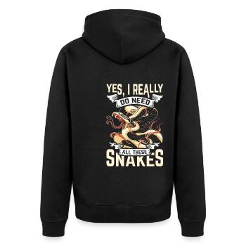Yes I Really Do Need All These Snakes Funny - Unisex Premium Bio Zip Hoodie - Schwarz - Hinten - Nico (187cm)
