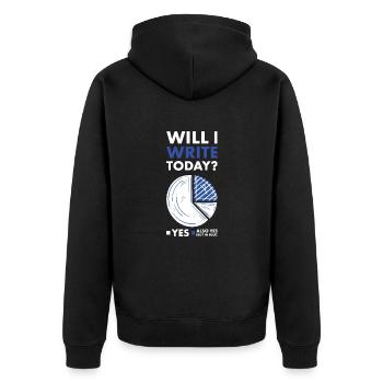 Writer Will I Write Today - Unisex Premium Bio Zip Hoodie - Schwarz - Hinten - Nico (187cm)