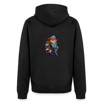 Rainbow Finch - Nature's Palette - Unisex Premium Organic Zip Hoodie - black - Back - Nico (187cm)