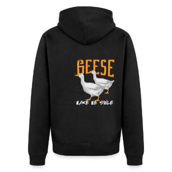 Des oies me font sourire Une oie sauvage mignonne - Veste à capuche bio Premium Unisexe - noir - Dos - Nico (187cm)