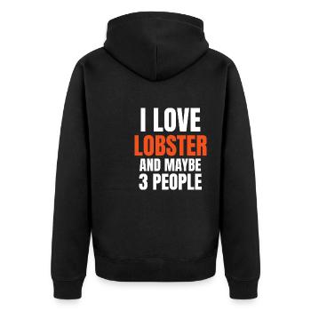 Ich liebe Hummer und vielleicht 3 Leute lustig - Unisex Premium Bio Zip Hoodie - Schwarz - Hinten - Nico (187cm)