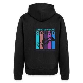 Crested Gecko Squad Funny Lizard Wildlife Reptiles - Unisex Premium Organic Zip Hoodie - black - Back - Nico (187cm)