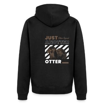 Anotter Otter Ironischer süßer Seeotter Wildtier - Unisex Premium Bio Zip Hoodie - Schwarz - Hinten - Nico (187cm)