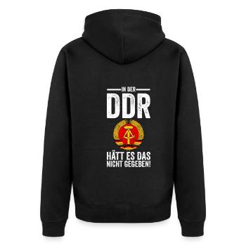 Ostdeutschland Ossi Deutschland DDR - Unisex Premium Bio Zip Hoodie - Schwarz - Hinten - Nico (187cm)