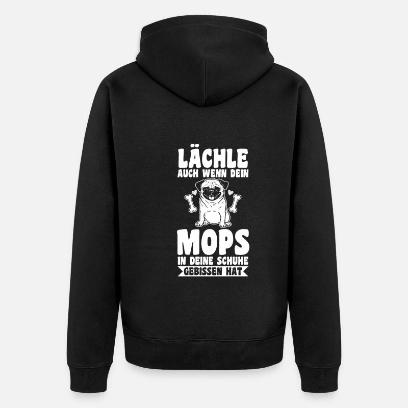 Hund Mops - Unisex Premium Bio Zip Hoodie - Schwarz