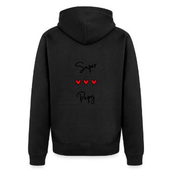 SUPER PAPY. PAPY. FÊTE DES PÈRES. BONNE FÊTE PAPY. - Veste à capuche bio Premium Unisexe - noir - Dos - Nico (187cm)