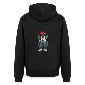 Great Dane Hund Winter - Unisex Premium Bio Zip Hoodie - Schwarz - Hinten - Nico (187cm)