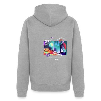 Chambre Galaxy - Veste à capuche bio Premium Unisexe - gris chiné - Dos - Nico (187cm)