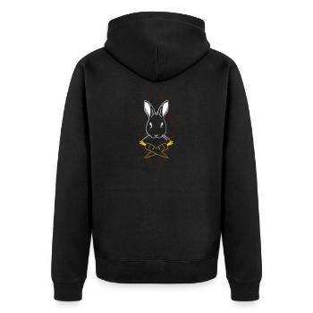 Osterhase Pirat Schädel T-Shirt Geschenk - Unisex Premium Bio Zip Hoodie - Schwarz - Hinten - Nico (187cm)