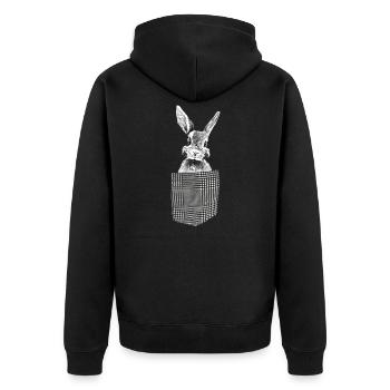 Lapin dans la poche de poitrine - Veste à capuche bio Premium Unisexe - noir - Dos - Nico (187cm)