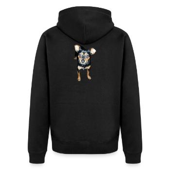 Zwergpinscher Hund - Unisex Premium Bio Zip Hoodie - Schwarz - Hinten - Nico (187cm)