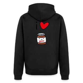 Je t'aime: pâte à tartiner au chocolat - Veste à capuche bio Premium Unisexe - noir - Dos - Nico (187cm)