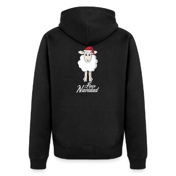 Schaf Weihnachten Nikolaus Mütze Wolle Geschenk - Unisex Premium Bio Zip Hoodie - Schwarz - Hinten - Nico (187cm)