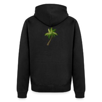 Palme Palmen 23053 S. - Unisex Premium Bio Zip Hoodie - Schwarz - Hinten - Nico (187cm)