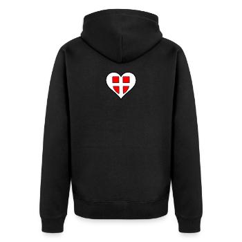 HAUTE SAVOIE COEUR LOGO - Unisex Premium Bio Zip Hoodie - Schwarz - Hinten - Nico (187cm)