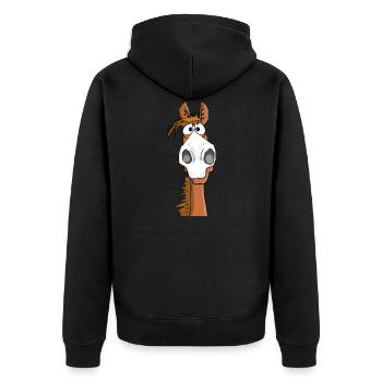 Un cheval fou a l’air surpris - Veste à capuche bio Premium Unisexe - noir - Dos - Nico (187cm)