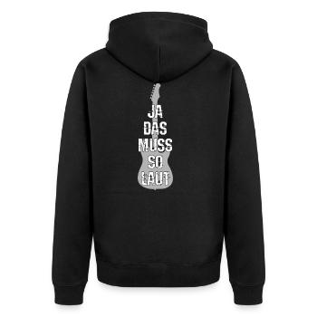 Gitarre - Unisex Premium Bio Zip Hoodie - Schwarz - Hinten - Nico (187cm)