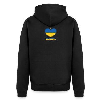 Ukraine Flagge Herzunterstützung Ukraine - Unisex Premium Bio Zip Hoodie - Schwarz - Hinten - Nico (187cm)