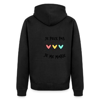 JE PEUX PAS. JE ME MARIE. JUST MARRIED - Veste à capuche bio Premium Unisexe - noir - Dos - Nico (187cm)