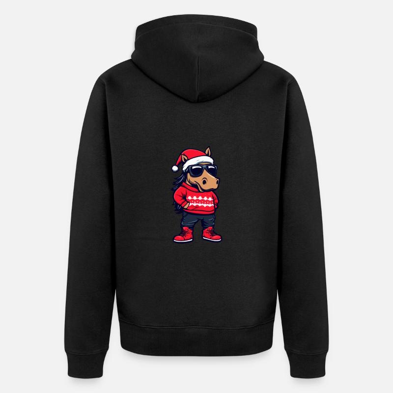 Cheval Noël Noël - Veste à capuche bio Premium Unisexe - noir