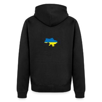 Ukraine - Unisex Premium Bio Zip Hoodie - Schwarz - Hinten - Nico (187cm)