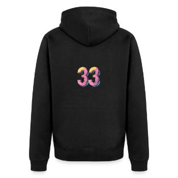 33 Number Comic - Unisex Premium Organic Zip Hoodie - black - Back - Nico (187cm)