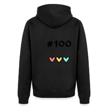100 JAHRE. 100-jähriges Jubiläum. GEBURTSTAG 100 JAHRE. - Unisex Premium Bio Zip Hoodie - Schwarz - Hinten - Nico (187cm)
