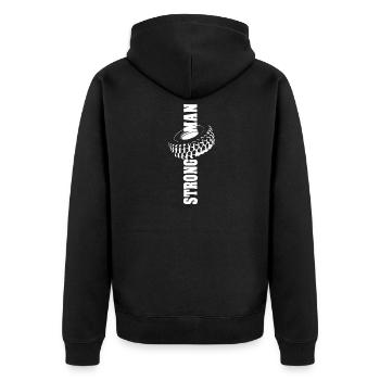strongman sport athlete tire strong man sport - Unisex Premium Organic Zip Hoodie - black - Back - Nico (187cm)