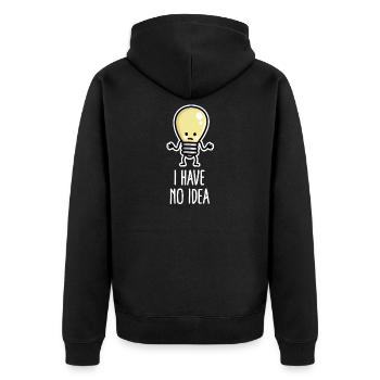 Writer's block Künstler, I have no idea, Glühbirne - Unisex Premium Bio Zip Hoodie - Schwarz - Hinten - Nico (187cm)