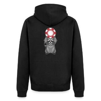 Raccoon Poker Jetons de poker - Veste à capuche bio Premium Unisexe - noir - Dos - Nico (187cm)