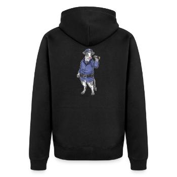 Cow Policeman Flashlight Police - Unisex Premium Organic Zip Hoodie - black - Back - Nico (187cm)