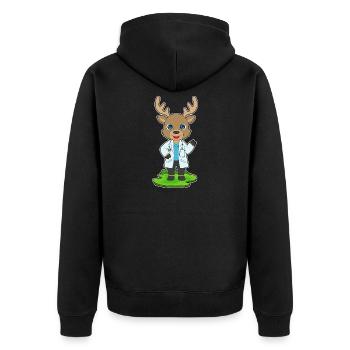 Rentier Arzt Stethoskop - Unisex Premium Bio Zip Hoodie - Schwarz - Hinten - Nico (187cm)