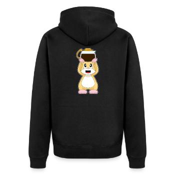 Hamster Kaffee Kaffeekanne - Unisex Premium Bio Zip Hoodie - Schwarz - Hinten - Nico (187cm)