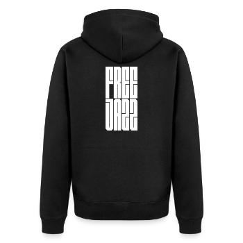Art géométrique en grille de jazz libre - Veste à capuche bio Premium Unisexe - noir - Dos - Nico (187cm)