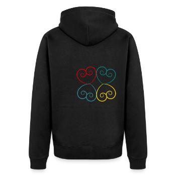 HERZ. HERZ. HEILIGER VALENTINSTAG. LIEBE. LIEBE. HERZ - Unisex Premium Bio Zip Hoodie - Schwarz - Hinten - Nico (187cm)