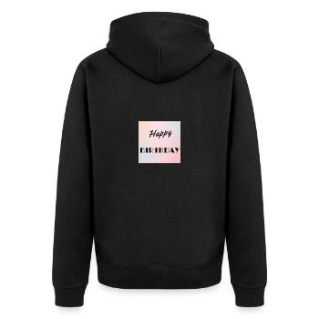 BIRTHDAY,HAPPY BIRTHDAY,HAPPY BIRTHDAY - Unisex Premium Organic Zip Hoodie - black - Back - Nico (187cm)