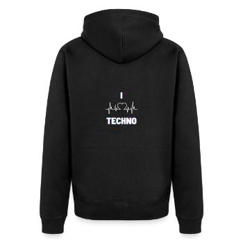 I love techno light - Unisex Premium Organic Zip Hoodie - black - Back - Nico (187cm)