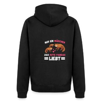 China Zoo Tier Mädchen Geschenk Roter Panda - Unisex Premium Bio Zip Hoodie - Schwarz - Hinten - Nico (187cm)