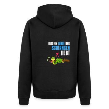 Reptilien Jungs Tierliebhaber Geschenk Schlange - Unisex Premium Bio Zip Hoodie - Schwarz - Hinten - Nico (187cm)