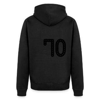 70 YEARS. 70th ANNIVERSARY. ANNIVERSARY 70 YEARS. 70 - Unisex Premium Organic Zip Hoodie - black - Back - Nico (187cm)