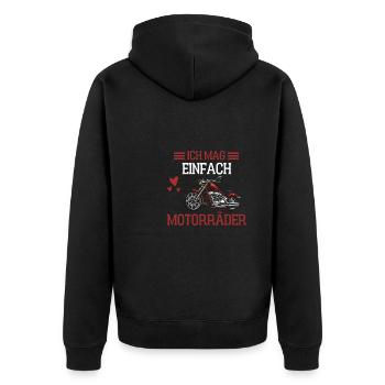 Motorradfahrer Biker Geschenk Lustiges Motorrad - Unisex Premium Bio Zip Hoodie - Schwarz - Hinten - Nico (187cm)