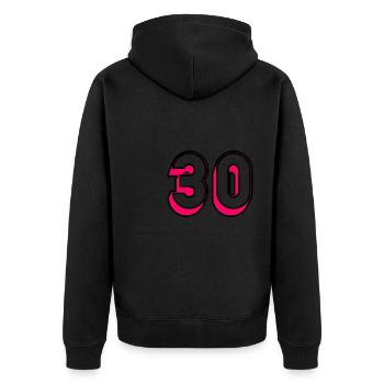 30. 30 YEARS. 30TH ANNIVERSARY. 30 YEARS ANNIVERSARY - Unisex Premium Organic Zip Hoodie - black - Back - Nico (187cm)