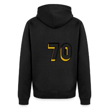 70 YEARS. 70TH ANNIVERSARY. BIRTHDAY 70 YEARS. 70 - Unisex Premium Organic Zip Hoodie - black - Back - Nico (187cm)
