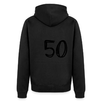 50 YEARS. 50th ANNIVERSARY. BIRTHDAY 50 YEARS. 50 - Unisex Premium Organic Zip Hoodie - black - Back - Nico (187cm)